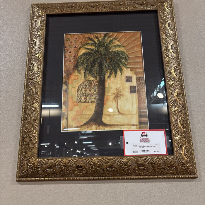 Gold Frame Palm Tree Art (AH)