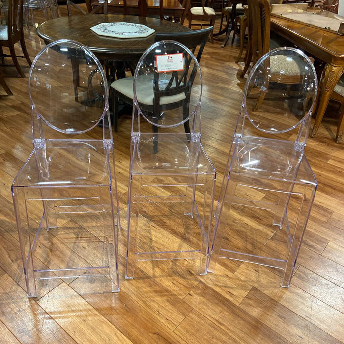 S/3 Clear Plastic Barstools (BLK)