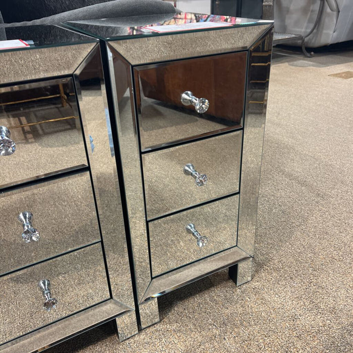 Mirrored 3 Drawer Nightstand (SH)