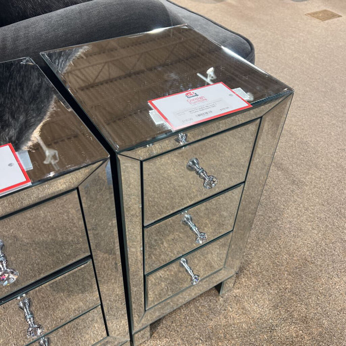 Mirrored 3 Drawer Nightstand (SH)