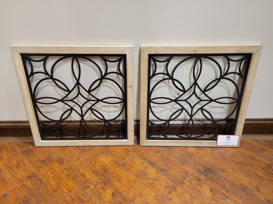 S/2 Wood Framed+Metal Wall Decor (BI)