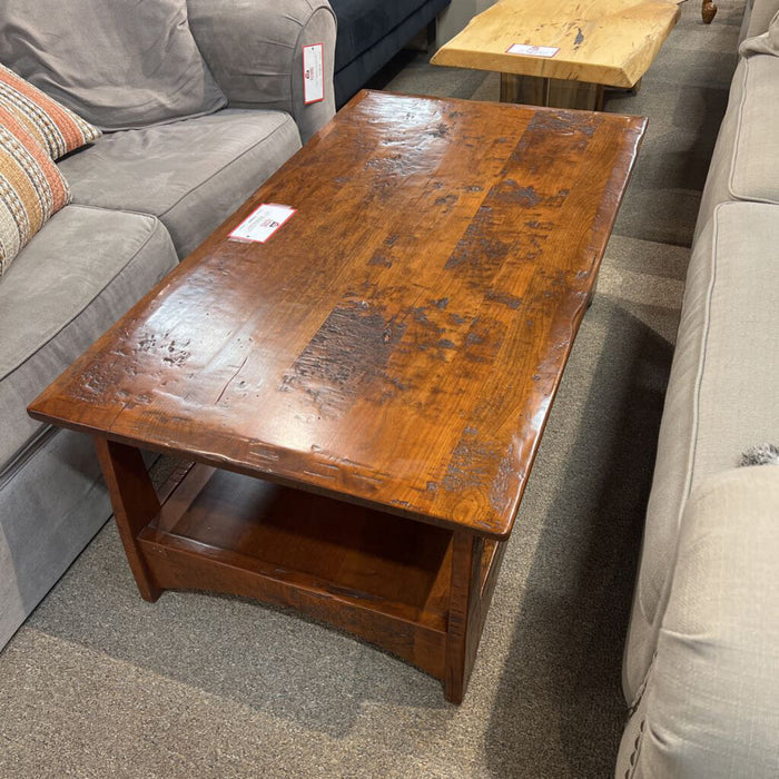 2 Tier Log Wood Coffee Table
