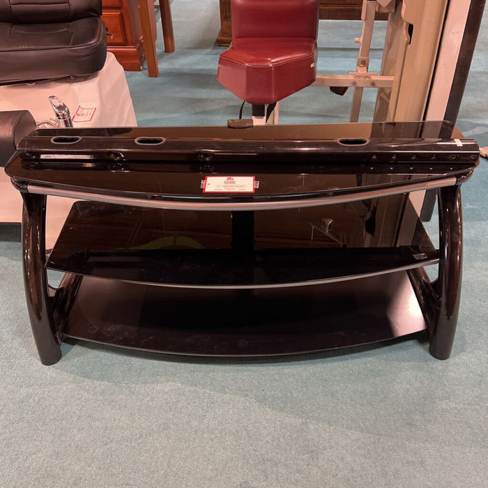Black Glass Modern 3-Tier Ent. Center