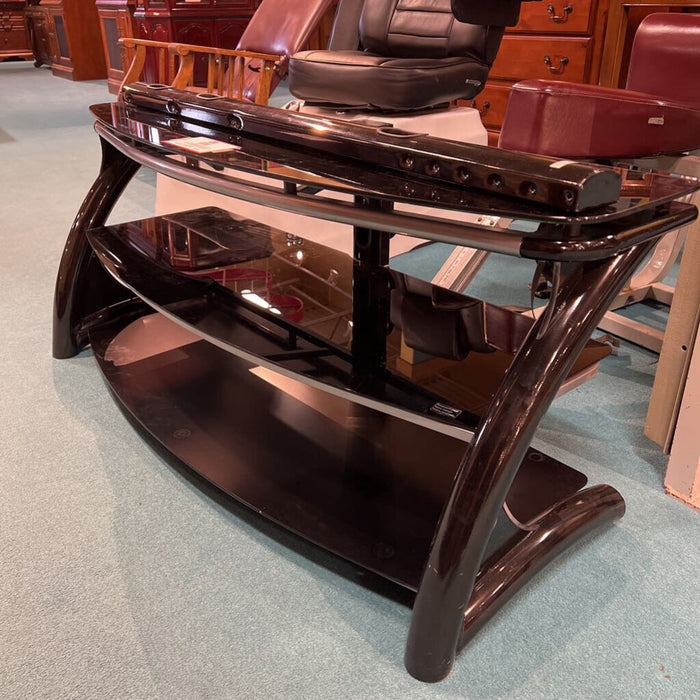 Black Glass Modern 3-Tier Ent. Center