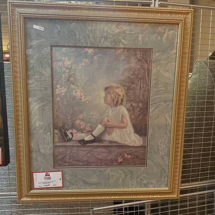 Small Girl Oak Framed Art (AS)