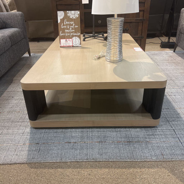 Large Tan/Black 2-Tier Coffee Table(MHH)