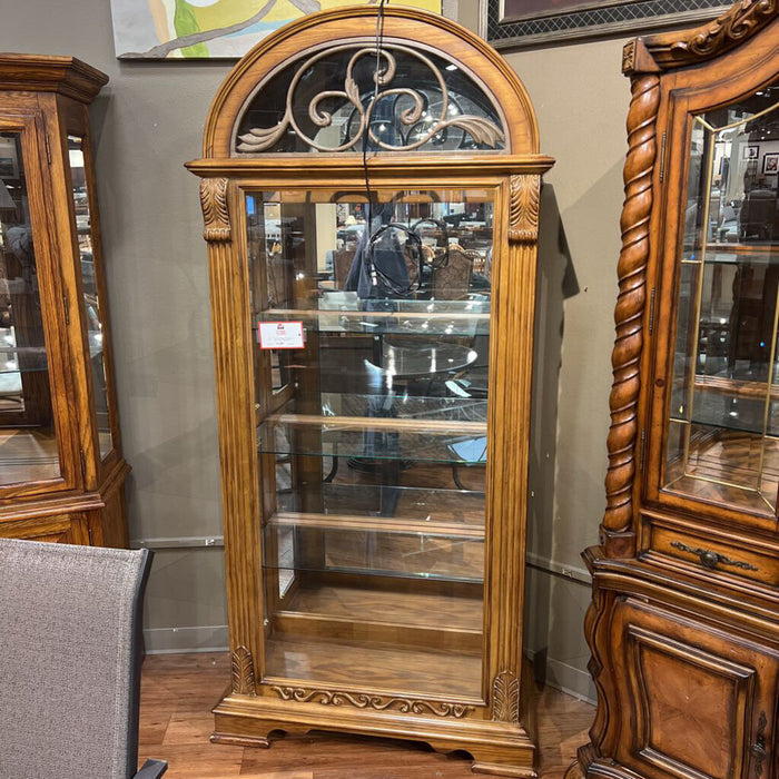 Oak Ornate Carved Curio Cabinet(AHH)