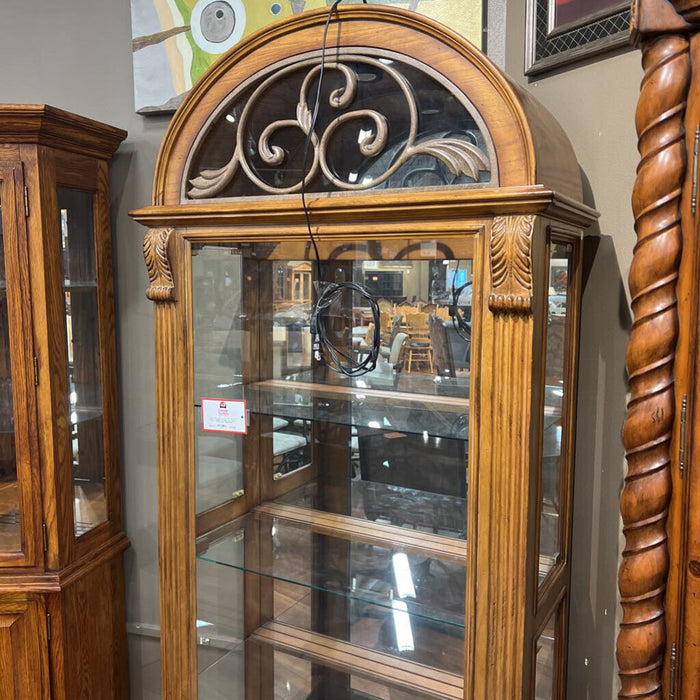 Oak Ornate Carved Curio Cabinet(AHH)