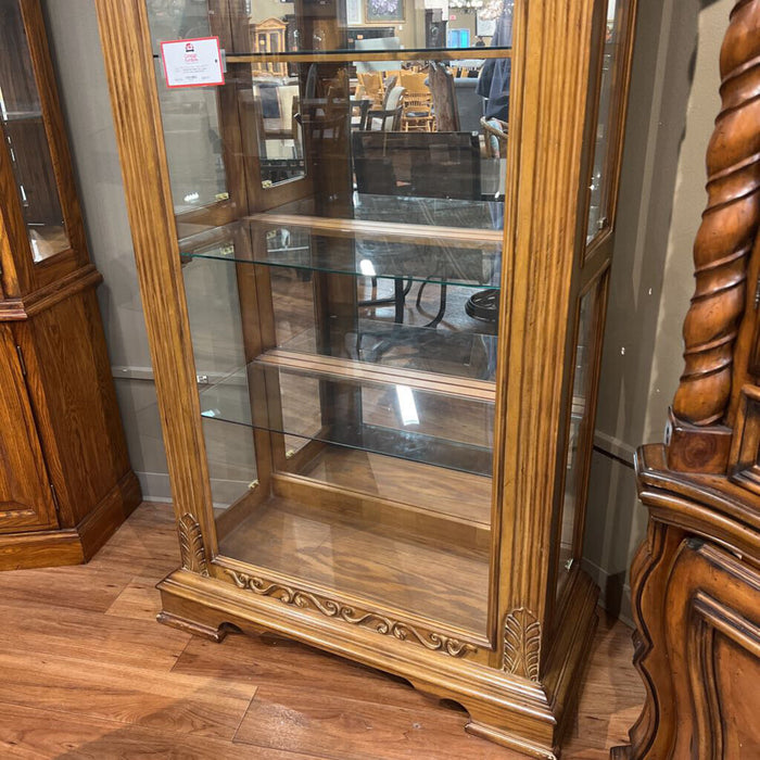 Oak Ornate Carved Curio Cabinet(AHH)