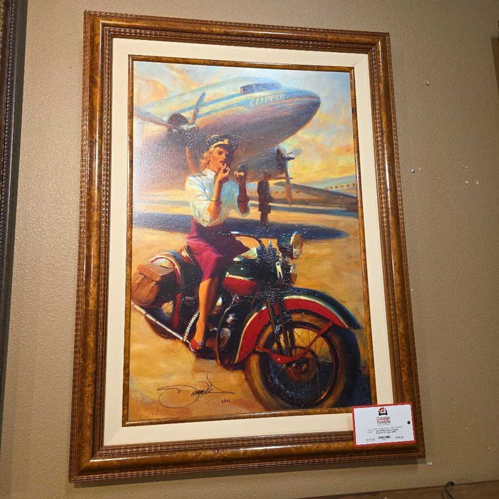 Wood Framed Airplane W/ Lady (KMH)