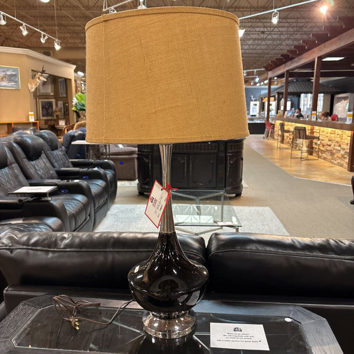 Tall Black + Silver Table Lamp (CI)
