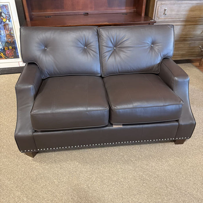 Norwalk Brown Leather Tufted Loveseat (BCHH)