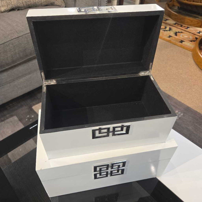 S/2 Silver + White Decor Boxes (BI)
