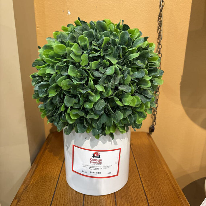 White Pot W/ Green Faux Plant (S)