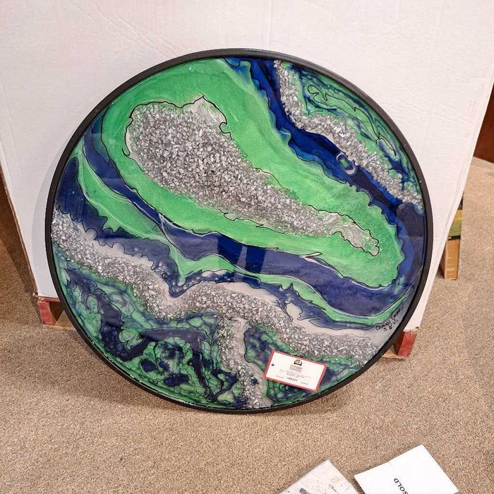 Green + Blue Resin Geode Art (LHH)