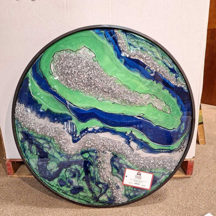 Green + Blue Resin Geode Art (LHH)