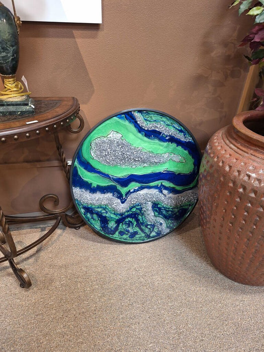 Green + Blue Resin Geode Art (LHH)