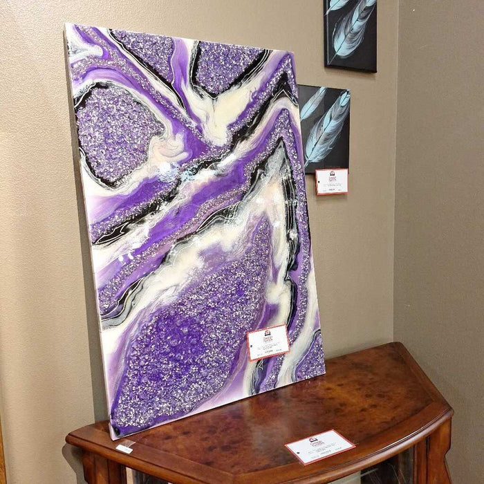 Purple + White Resin Geode Art (SHH)