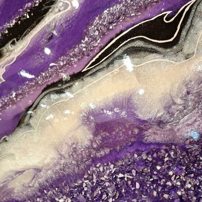 Purple + White Resin Geode Art (SHH)