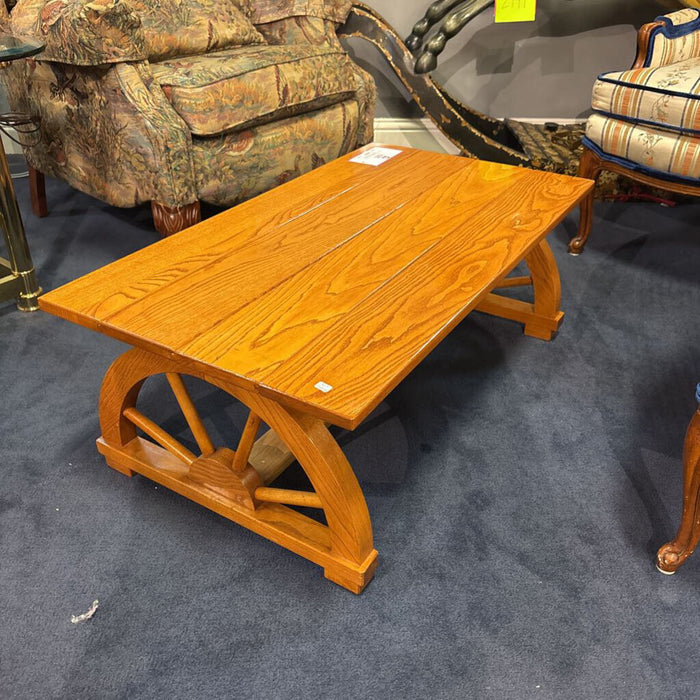 Coffee Table W/ Wheel Barrel Legs (SH)