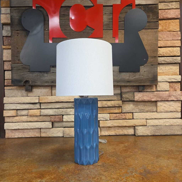 Blue Glass Table Lamp + Shade (ML)