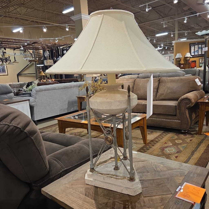 Stone + Metal Table Lamp + Shade (CI)