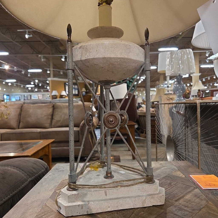 Stone + Metal Table Lamp + Shade (CI)