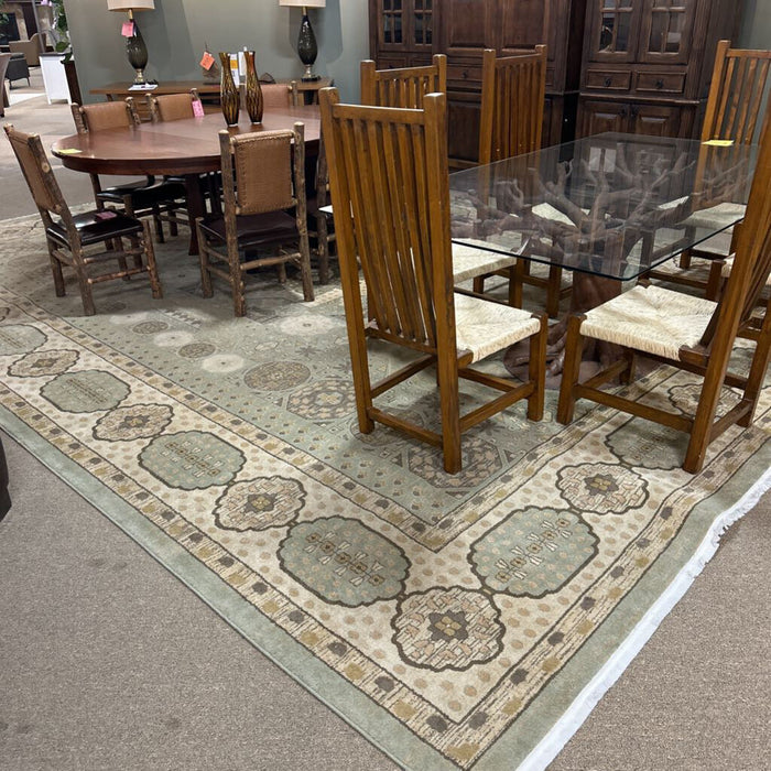 13 x 18 Green Ornate Area Rug (AHH)