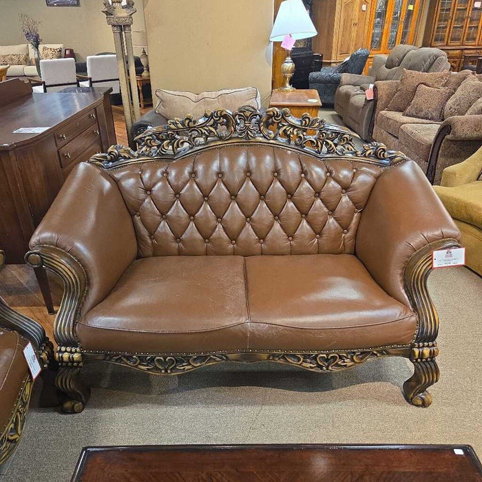Antique Leather Italian Loveseat (BLHH)