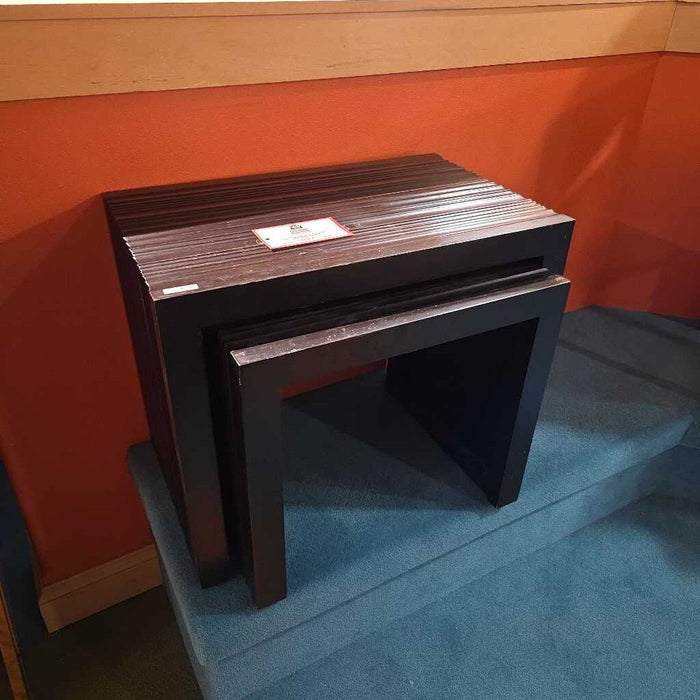 S/2 Black Wood Nesting Tables (KL)
