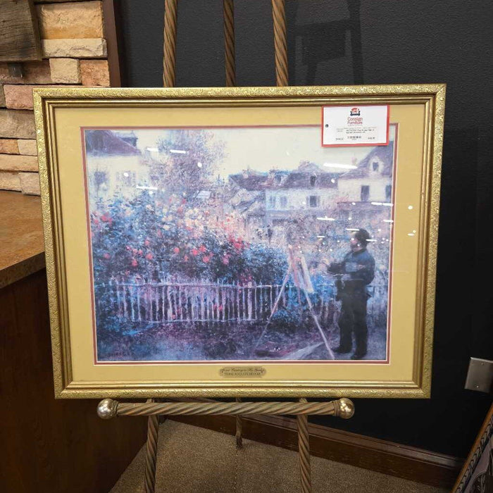 Gold Frame Man in Garden Artwork (LS)