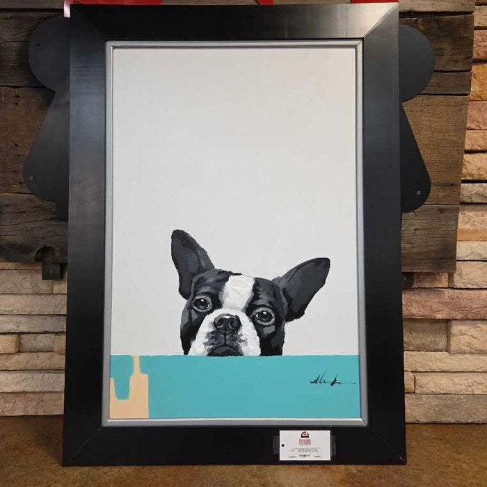 Medium Vertical Pug Over Blue Canvas (LLH)