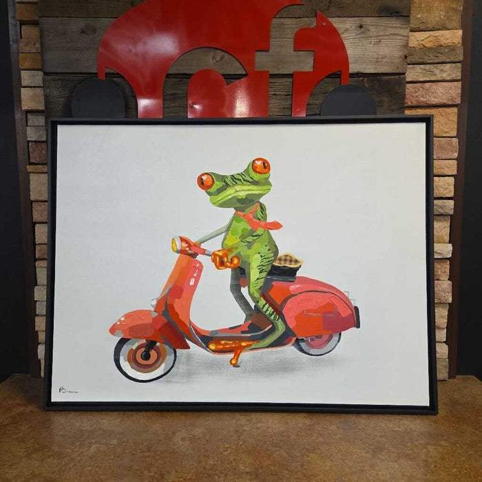Large Horizontal Frog + Scooter Canvas (AKH)