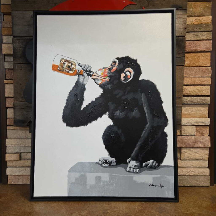 Large Vertical Chimp + Alcohol Canvas (AKH)