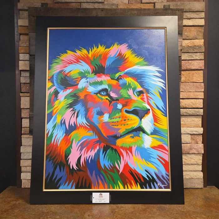 XL Vertical Multi-Color Lion Canvas (MKH)