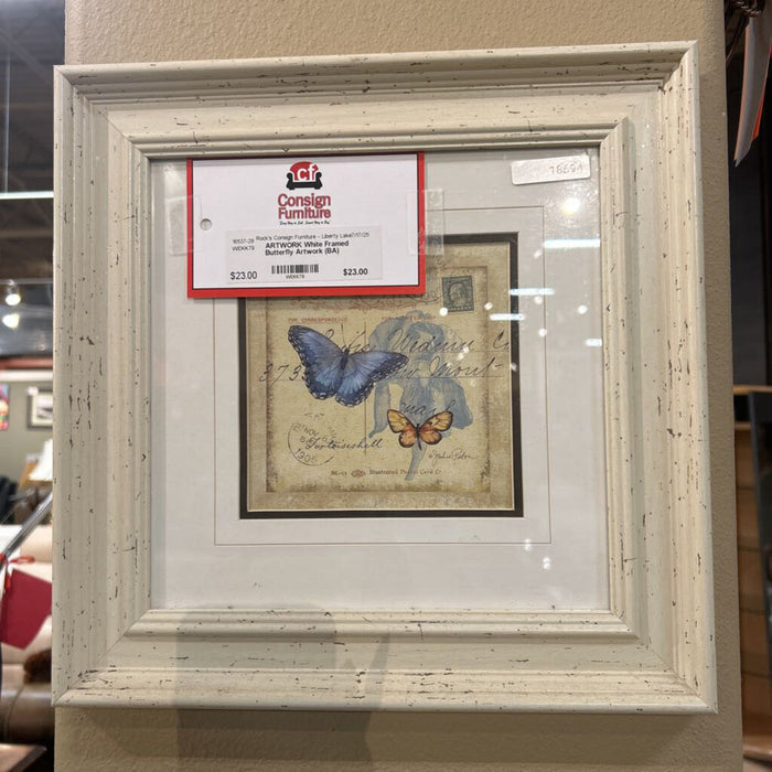 White Framed Butterfly Artwork (BA)