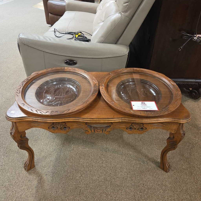 Ornate Coffee Table + Paneled Top (BLA)