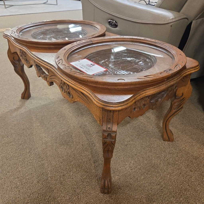 Ornate Coffee Table + Paneled Top (BLA)