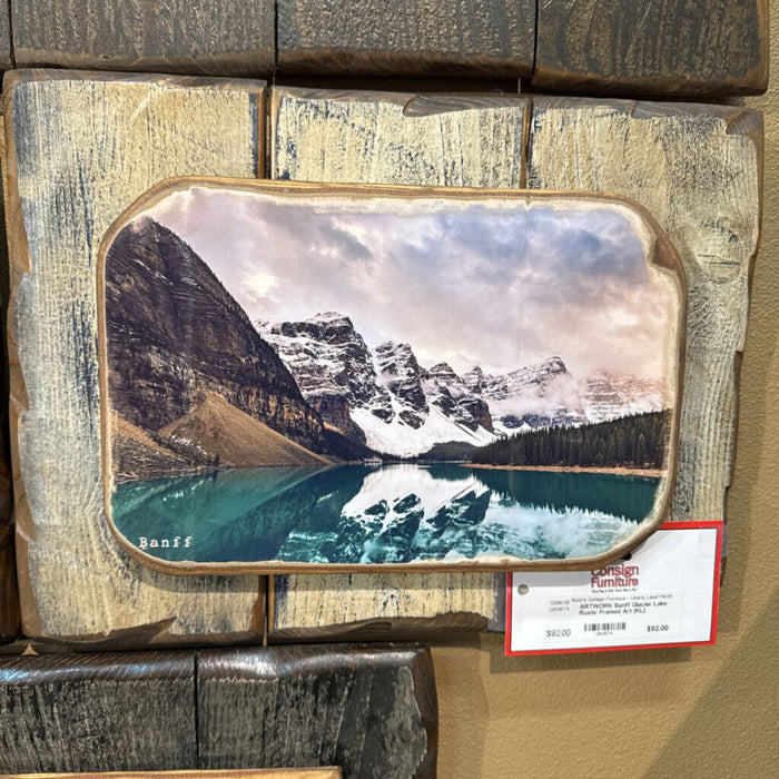 Banff Glacier Lake Rustic Framed Art (KL)