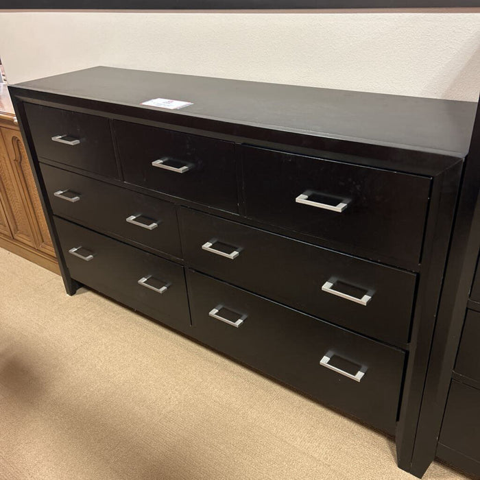 7-Drawer Black Long Dresser W/ Mirror (ALK)
