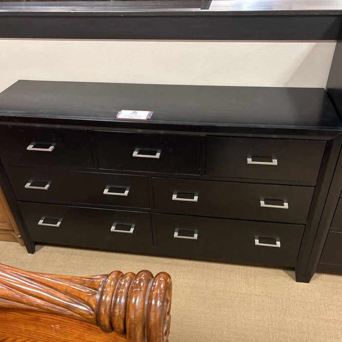 7-Drawer Black Long Dresser W/ Mirror (ALK)