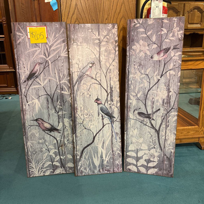 Set of 3 Wood Panel Bird Art(SK)