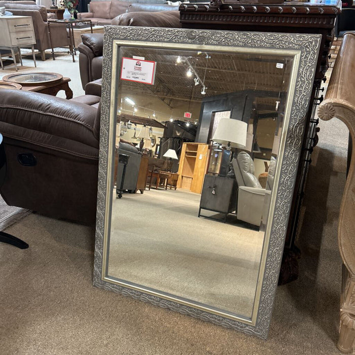 Silver Floral Border Mirror (KL)