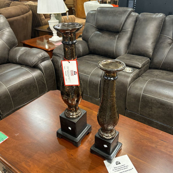 S/2 Copper + Black Candle Holder (AT)