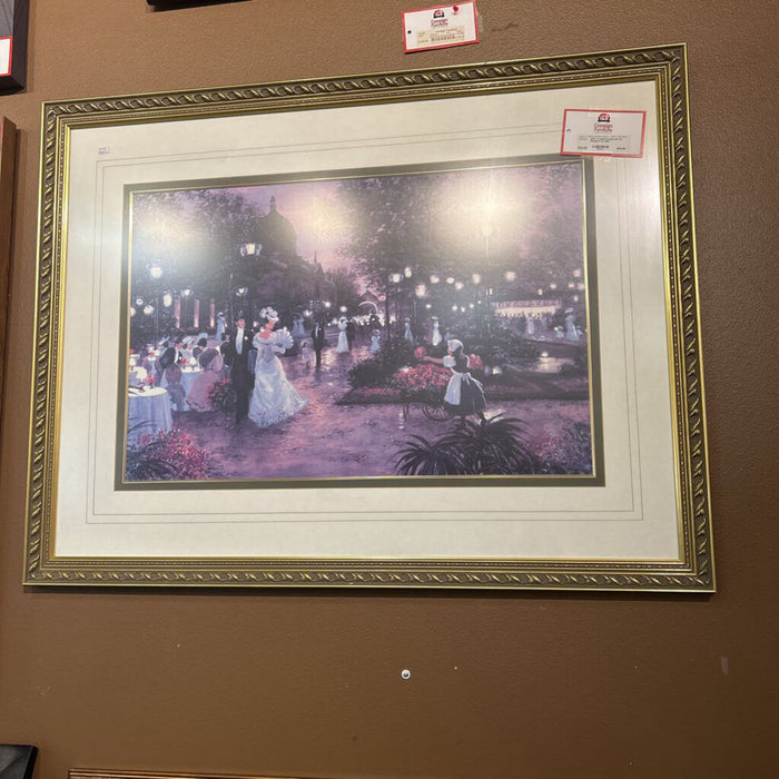 Lg Gold Framed Art Of People In St. (ML)
