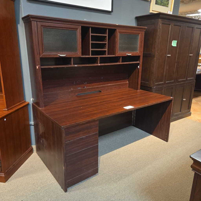 Maroon Executive Desk+Hutch (BAH)