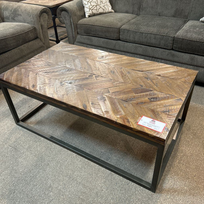 Rustic Top + Metal Base Coffee Table (BAH)