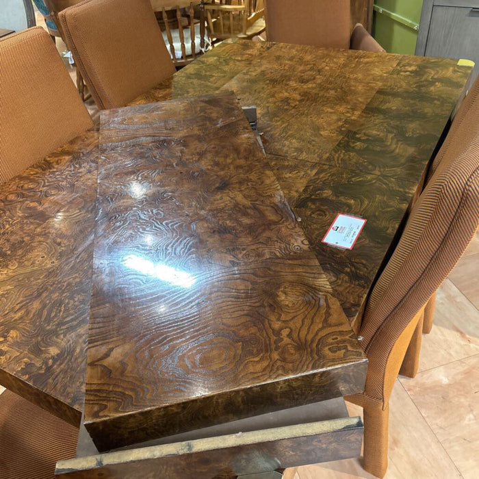 Multi-Tone Brass Accented DR Table w/ 6 Orange Fabric CH(KHK)