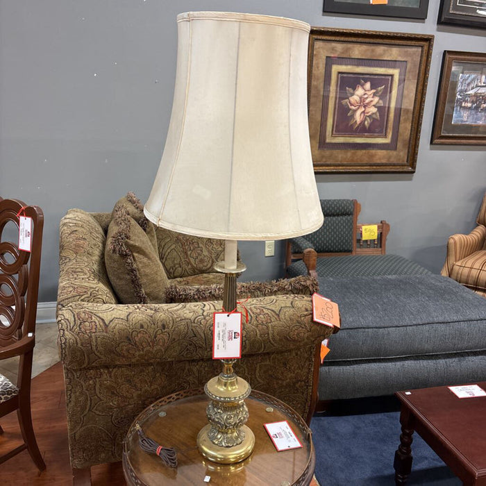 Brass Ornate Table Lamp + Shade (BA)