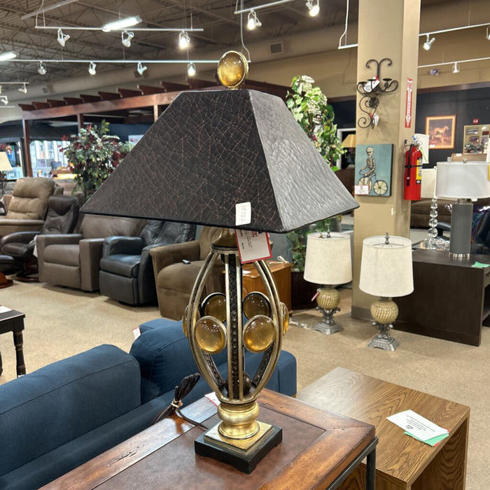 Gold + Orange Glass Table Lamp (KL)